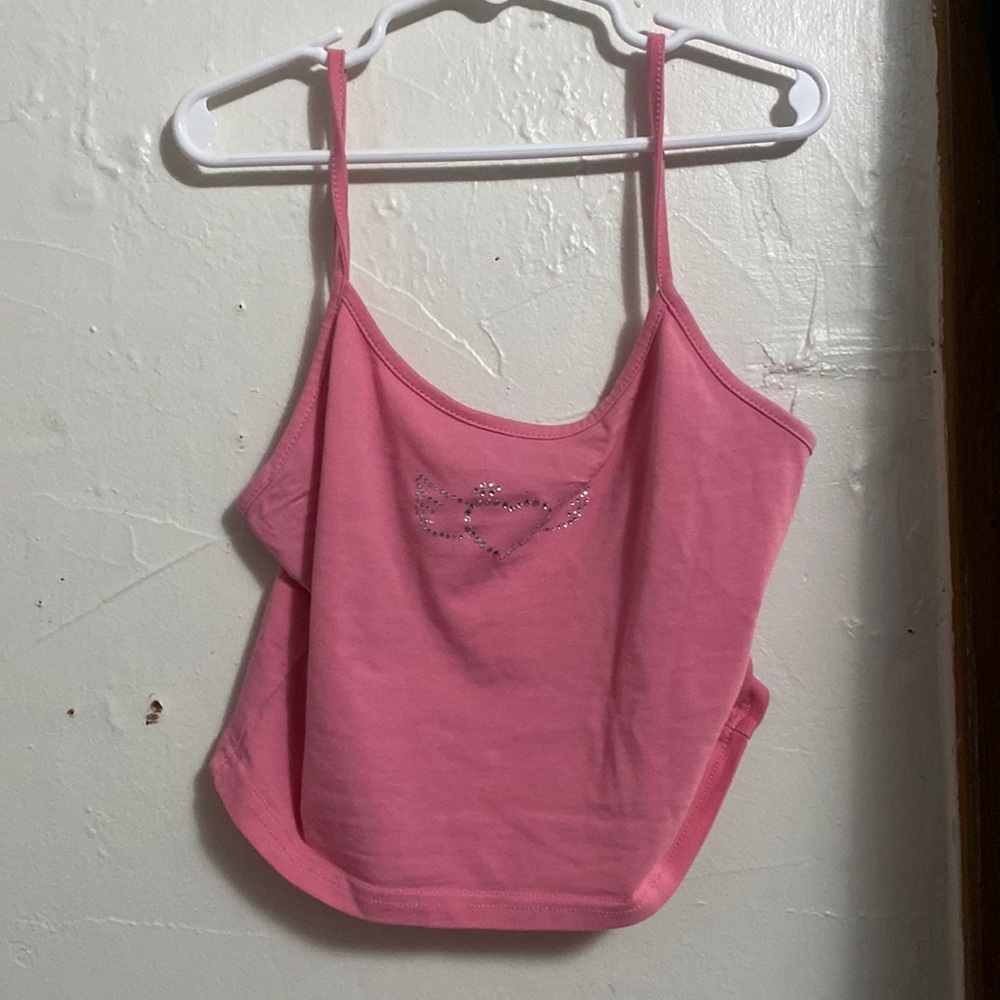 SHEIN pink rhinestone crop top tank